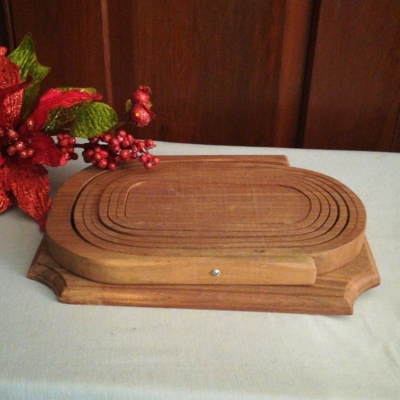 Vintage Handmade Walnut Collapsible Basket by H&L Enterprises - Picture 6 of 11